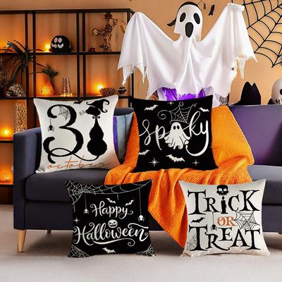 Funny Ghost Print Pillow Cover Halloween Holiday Decoration Sofa Pillow Cover Bedroom Bedside Cushion Cover
