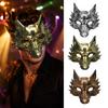Realistische Tiermasken für Erwachsene Schwarz Gold Wolf Halloween Maske, 3D PU-Schaum Mardi Gras Party Klare Sicht Ausgesparte Augenmaske Requisite, Leicht