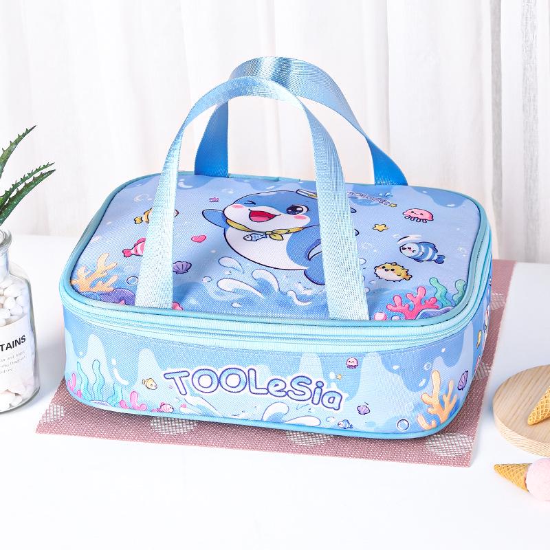 Insulated Cartoon Bento Lunch Bag for Kids - Waterproof, Large, and Portable