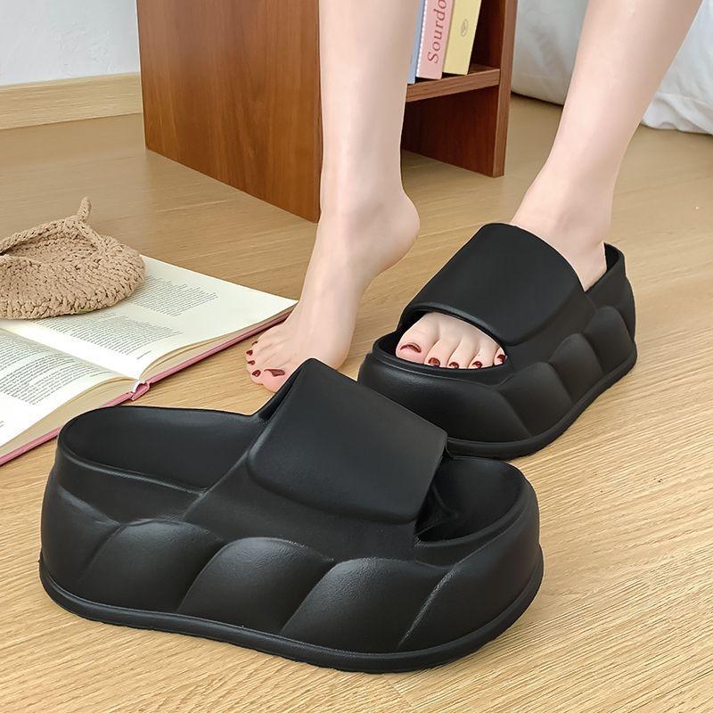 Super High Heels Girls Flat Slippers Woman 2025 Platform Heeled Flip-flops Ladies Chunky EVA Shoes Solid Color Keen Sandals