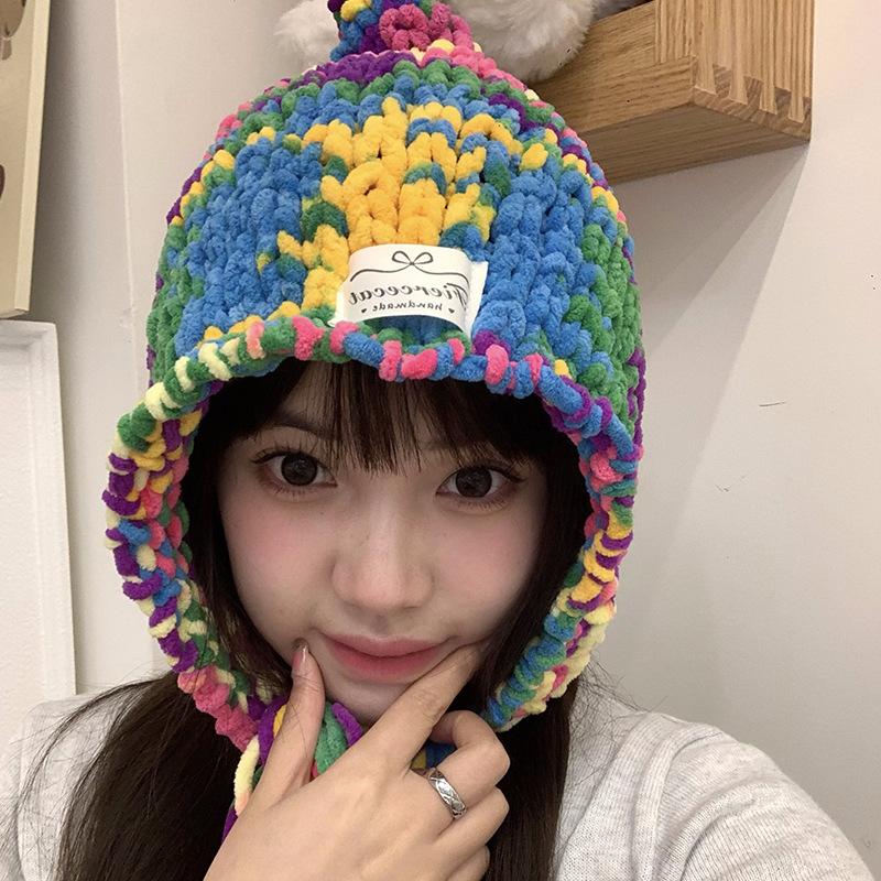 

Шапка Baotou для женщин на осень и зиму Большой обхват головы Универсальная вязаная шерстяная шапка Теплая и приятная к лицу Маленькая шапка Модная M（56-58cm）