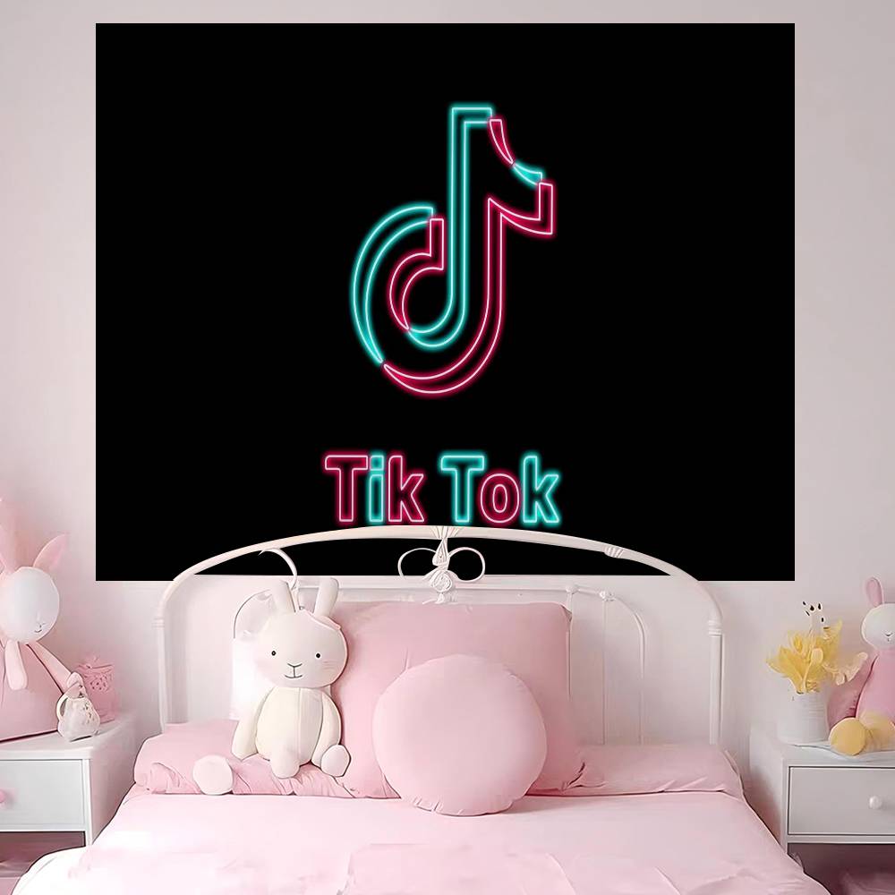 TTikTok Logo Cartoon Tapestry Home Decoration Hippie Bohemian Decoration Divination Home Decor