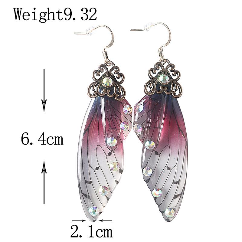Colorful Butterfly Wing Earrings Unique Fairy Wing Drop Earrings Fashion Insect Jewelry For Women Girls Jewelry Gifts