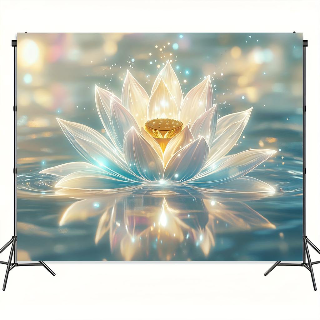 Enlightened Lotus Tapestry Glowing Flower with Golden Core for Zen Home Decor Ideal Wall Art for Meditation Space