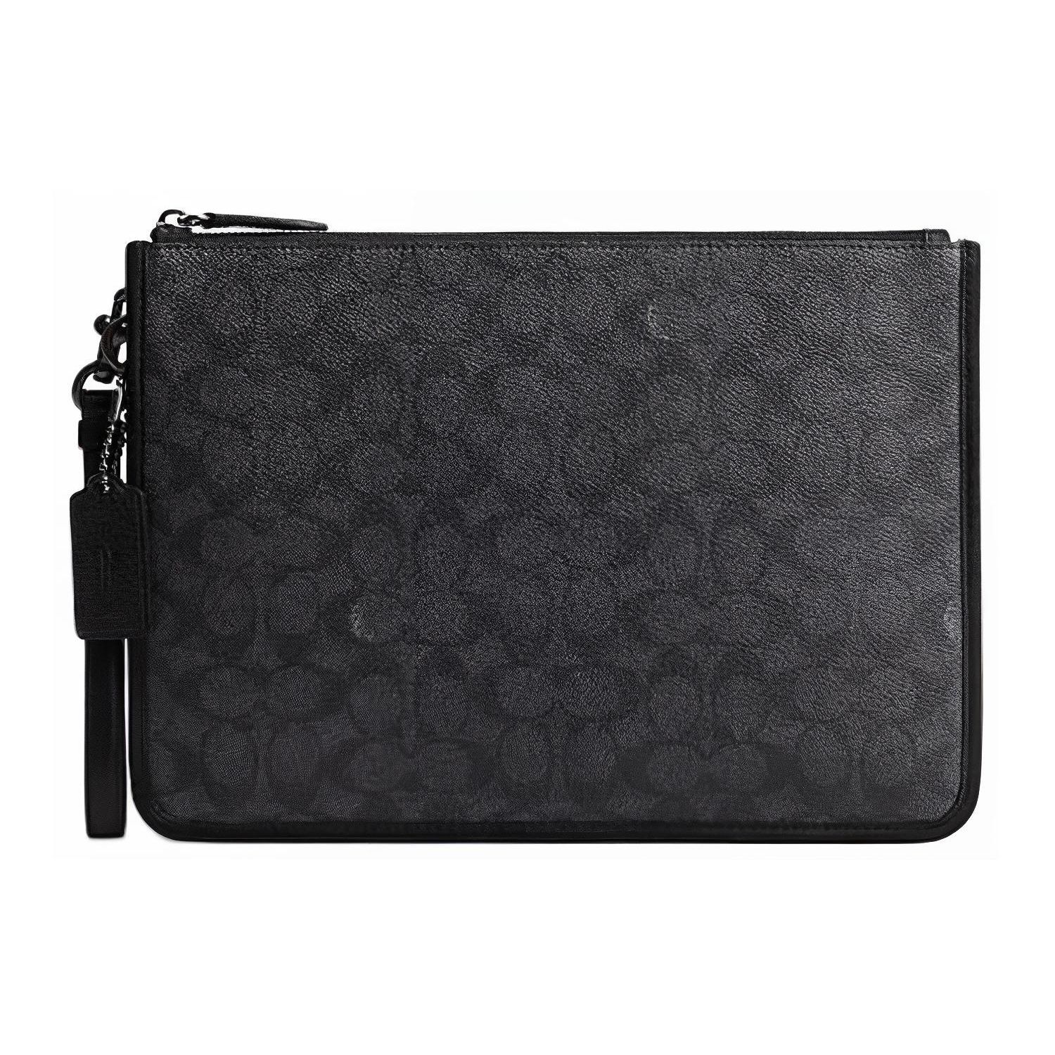 

Coach Charter 30 Top Zip Closure Faux Leather With Cowhide Leather Clutch Large Men clutch Charcoal CR786-CHR Basic Set (Bag+Dust Bag)