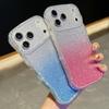 KEYSION Gradient Glitter Jewelled Phone Case for iPhone 16 17 Pro Max Air 16 Plus Wavy Border Lens Protector Shockproof Cover