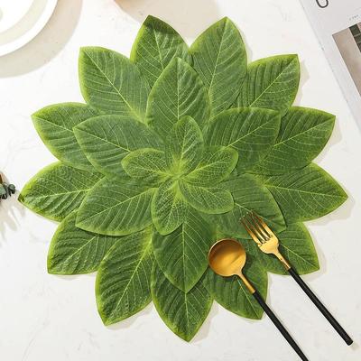 Tappetino da Tavola Resistente al Calore a Forma di Foglia Verde Lavabile Isolante Termico Tappetini da Pranzo