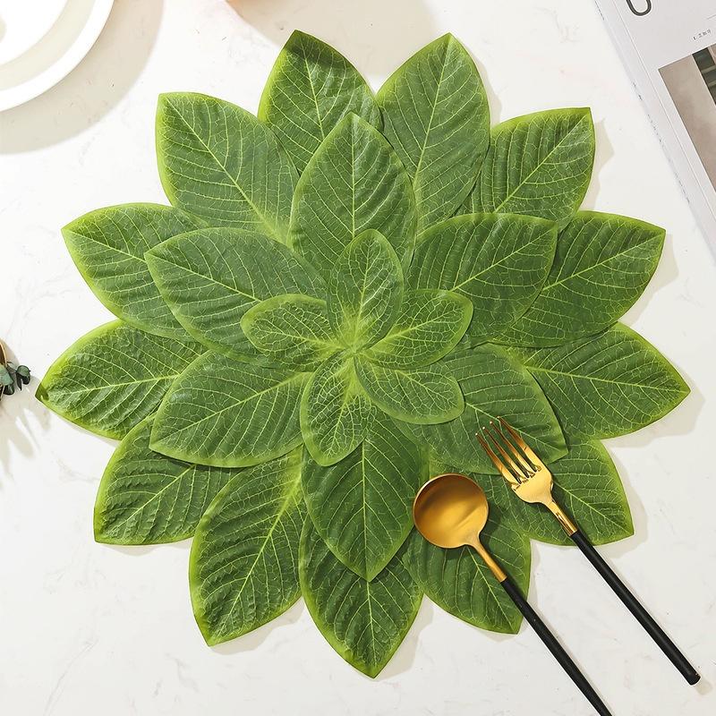 Green Leaves Shape Heat Resistant Table Mat Washable Heat Insulation Dining Mats