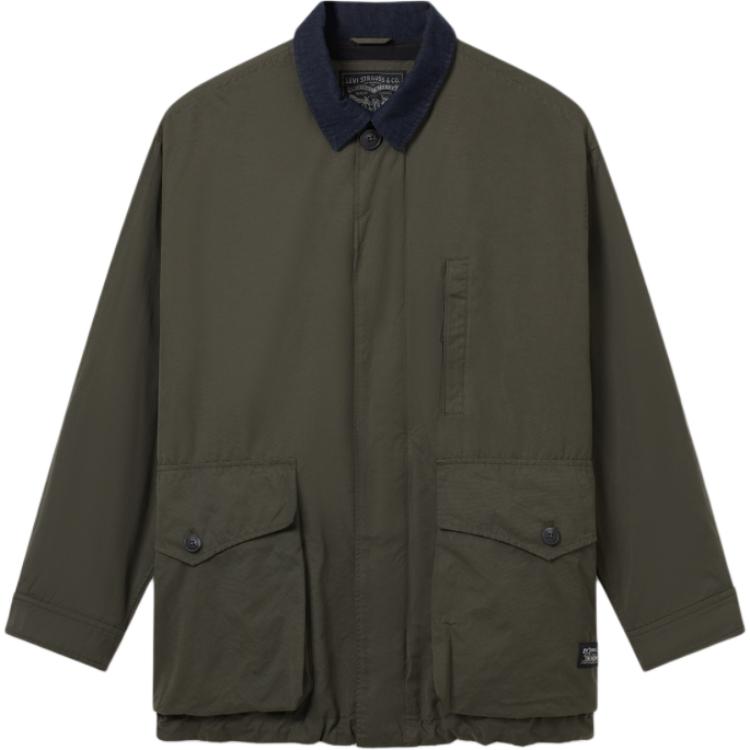 Levis Loose Comfortable Simple Color Block Collar Long Sleeve Work Jacket Men Jacket Green 003MN-0002