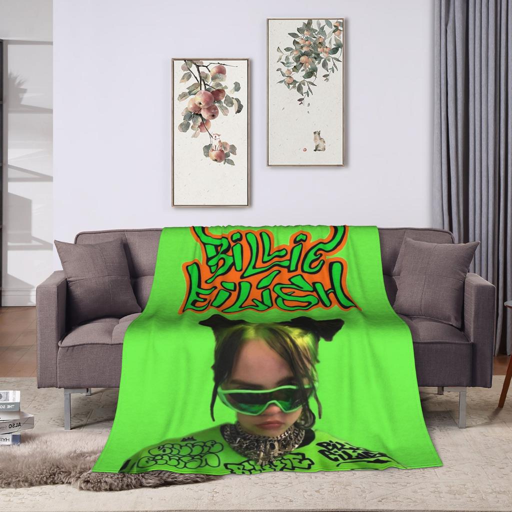Aesthetic Bootleg B-Billies Eilish Hip Hop Blanket Fleece Decoration   Super Warm Throw Blankets for Sofa Office Bedspread