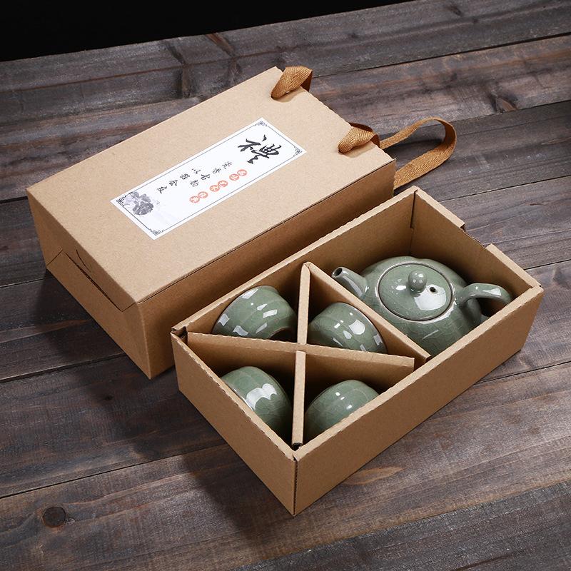 Mid-Autumn Festival Ge Kiln Ru Kiln Gift Box Tea Set Company Activities Companion Gift Annual Meeting