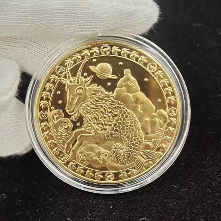 Dwanaście pamiątkowych medali konstelacji Złote monety Wróżka Zębówka 12 rękodzieła zodiaku Monety europejskie i amerykańskie Monety konstelacji Szczęśliwego Strażnika