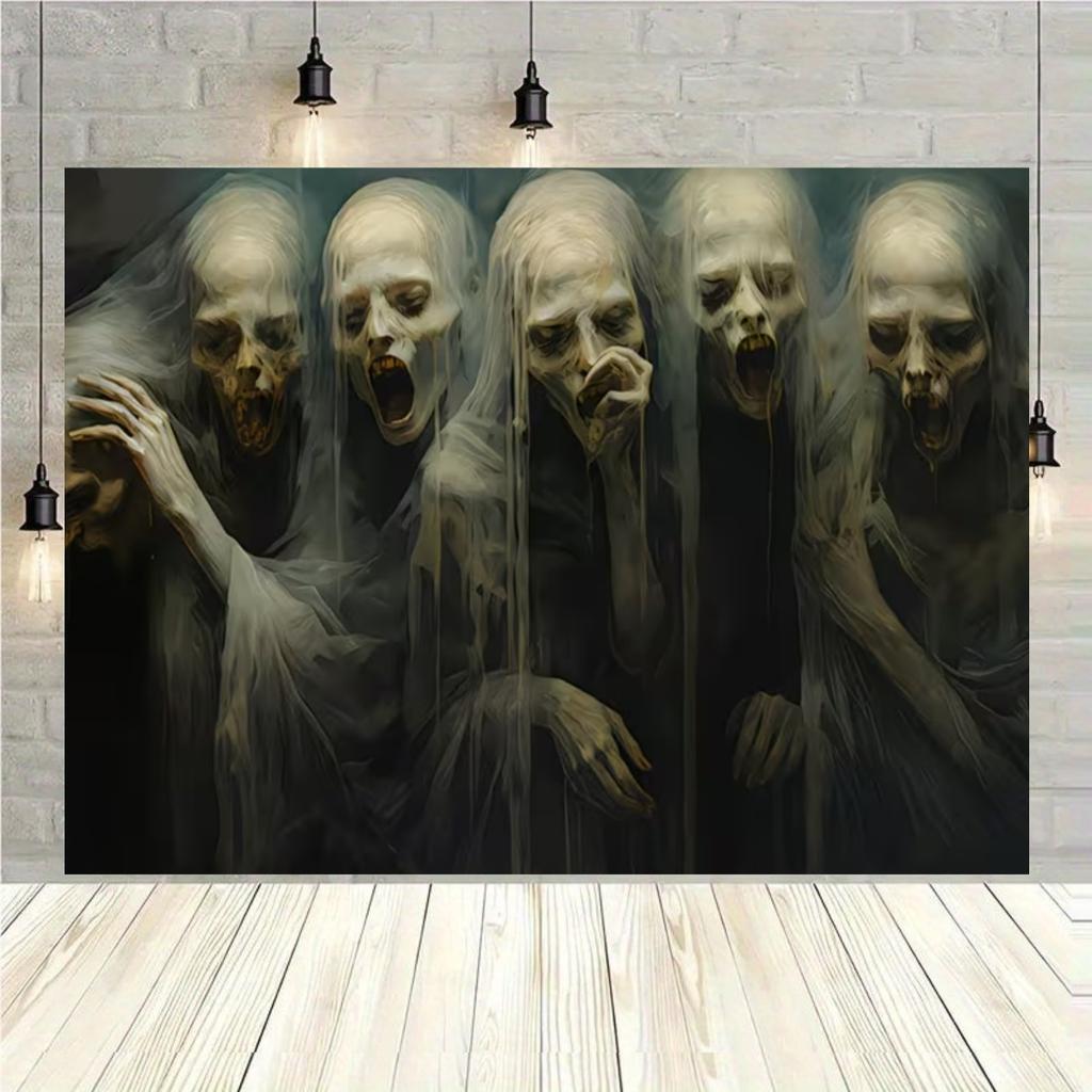 Bloody Halloween Zombie Horror Hospital Theme Banner Background, Halloween Party, Home Decoration Photography Background Cloth891