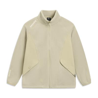 Li Ning Outdoor Series Outdoor CF Water Repellent Stand Collar Zipper Letter Fleece Jacket Women Jackets AWDV912-3