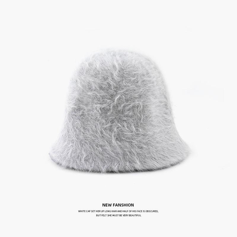 Rabbit Fur Plush Basin Hat Enlarged Hat Women's Winter Versatile Face Covering Warm Bucket Bucket Hat