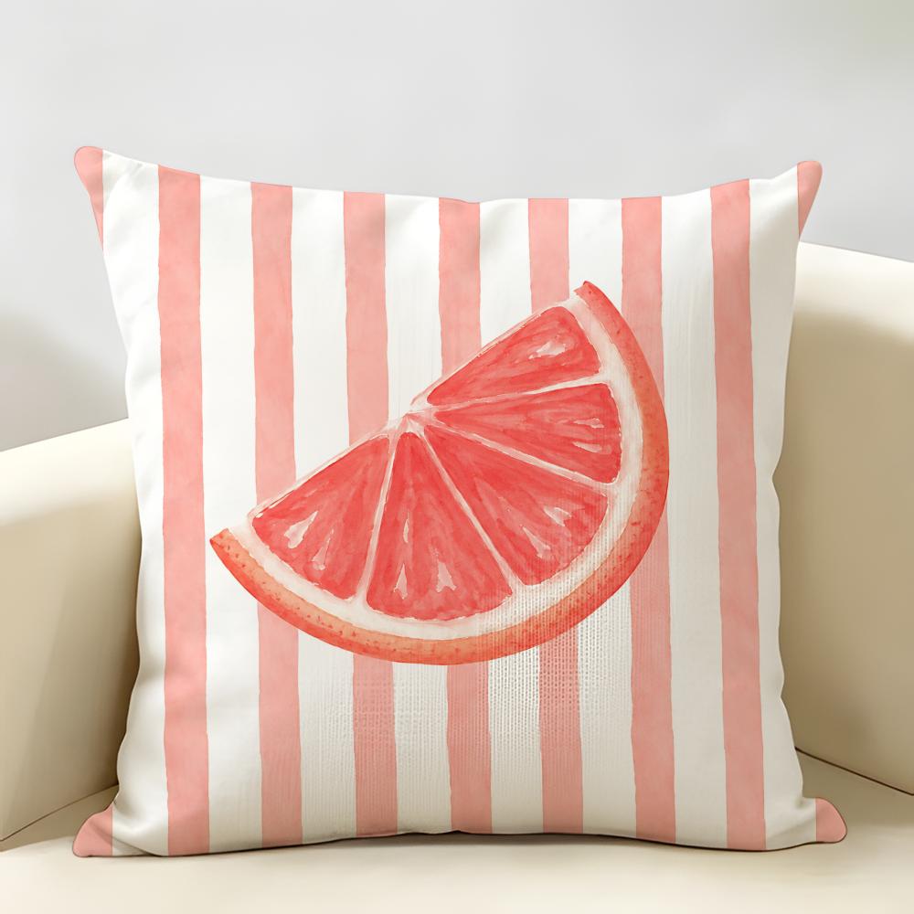 Simplicity Striped Lemons INS Cushion Cover Natural Linen Organic Fabric DoubleSided Printing Room Sofa Decor Pillow Case
