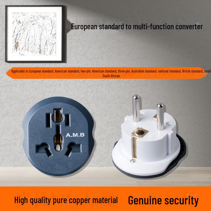 

Адаптер для дорожніх розеток з Європи на Німеччину 10A/16A - чорний European standard conversion plug