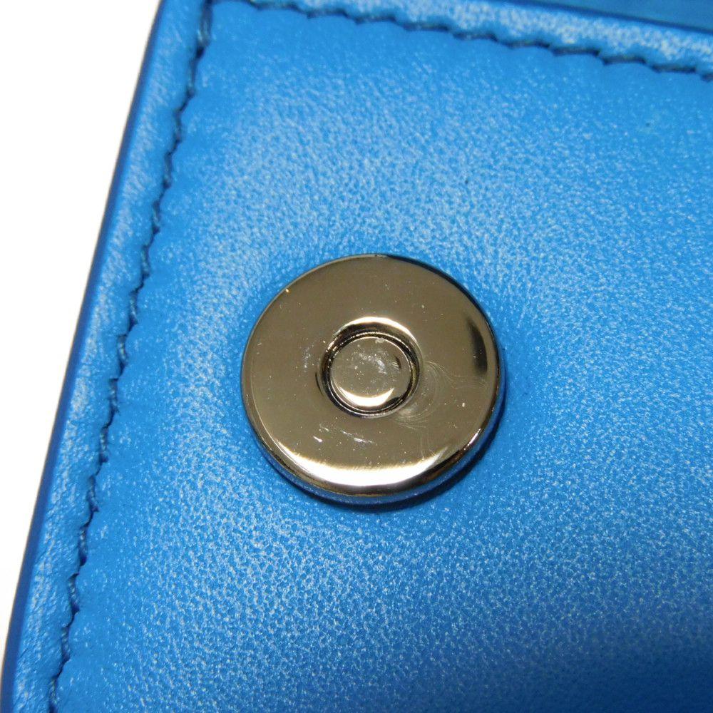 Used Airpods Pro Case 10656 2ADKH271UCL 7950 Flap Magnetic Smooth Calfskin Neck Strap Logo Metal Blue Unisex from Japan