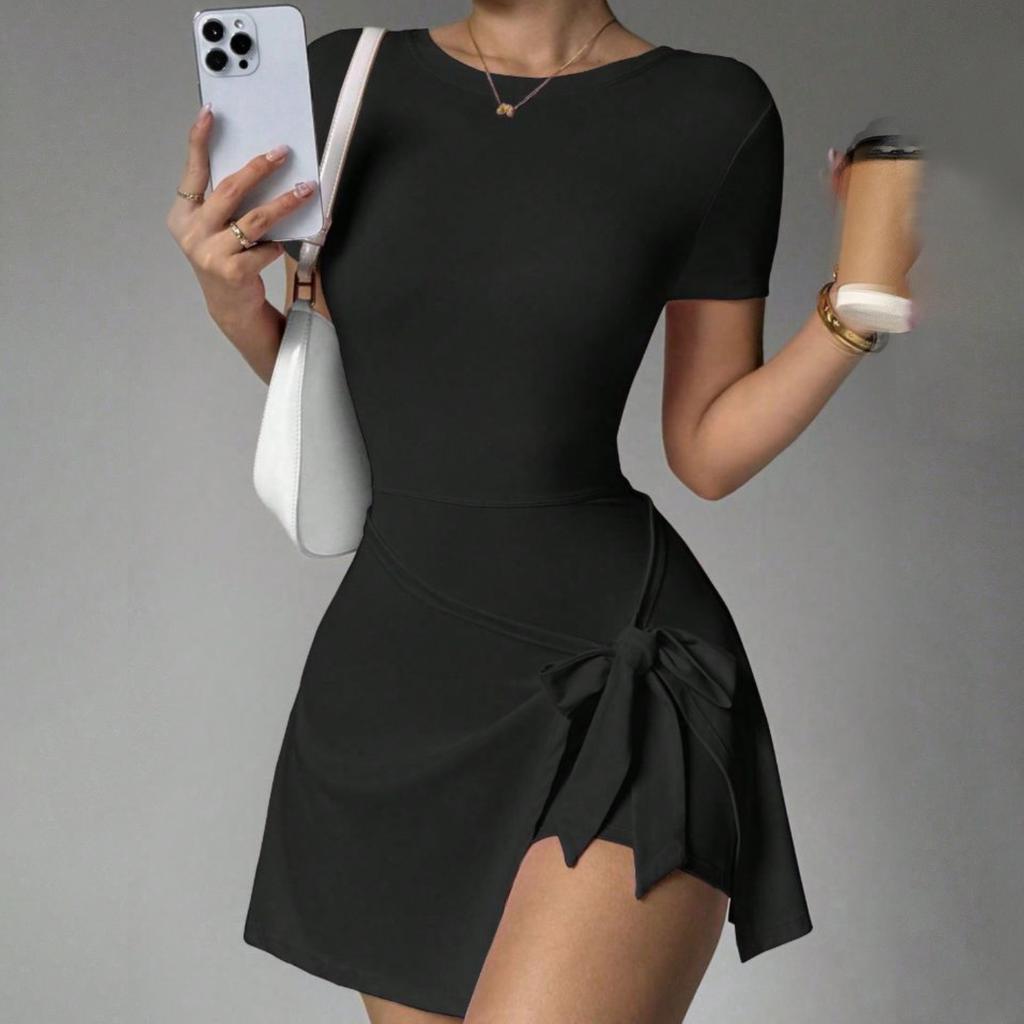 Featured Short-Sleeved Fake Two-Piece Anti-Light Yoga Sports Golf Dress