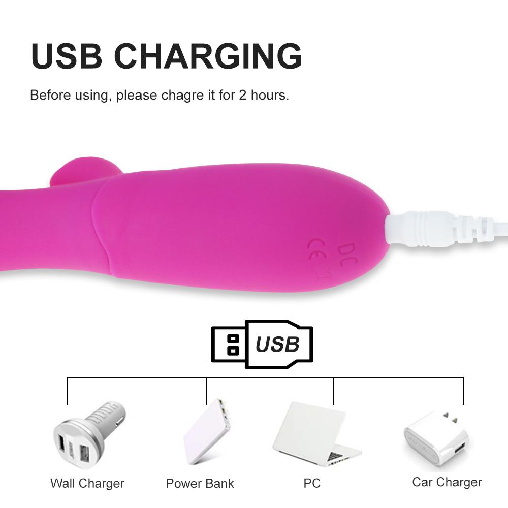 Rabbit Vibrator 10 Modes G Spot Vagina Shocker Sex Product USB Rechargeable Female Masturbation Dildo Vibrator Sex Toy for Woman
