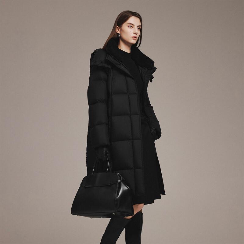 Tanboer Brownie Women's Mid-Length Warm Shoulder Down Jacket