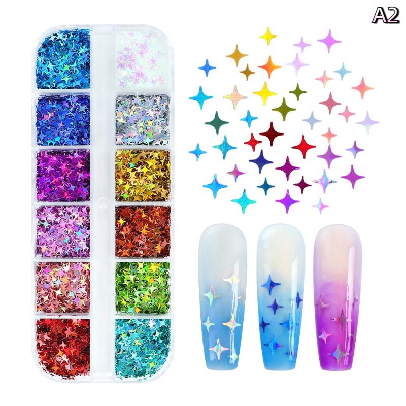 Nail Charms Laser Star Nail Sequin Colorful Nail Charms Mix 3D Thin Sheet Nail Art Decoration For Gel Manicure Diy Nail Supplie
