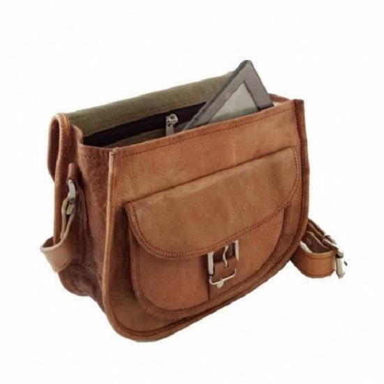 Dámská vintage taška přes rameno z pravé hnědé kůže Messenger Cross Body Sling