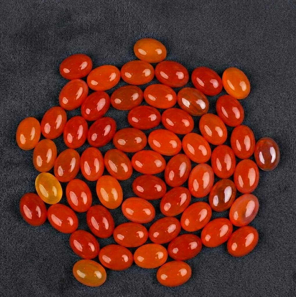 Orange Carnelian Cabochon Gemstone Lot – 14x10mm Oval Cut Crystals