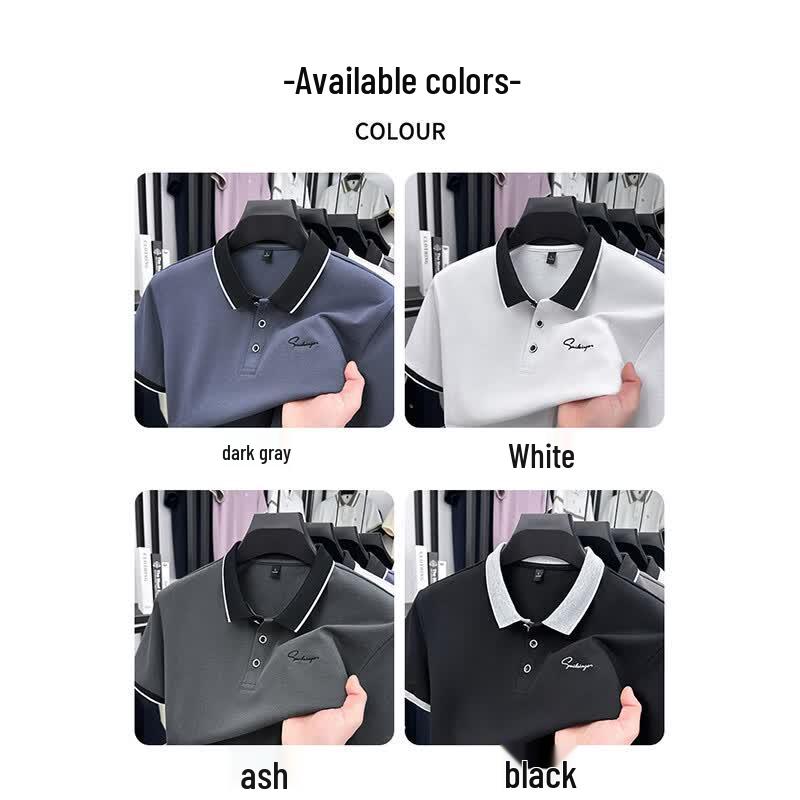 ROMON Men's Summer Short Sleeve Polo Shirt