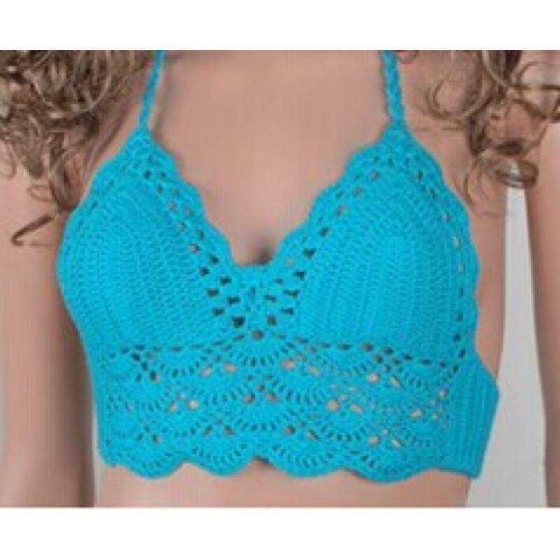 Beach BH Strikket Hollow Out Pustende Overdeler Uformell Sexy Undertøy BH