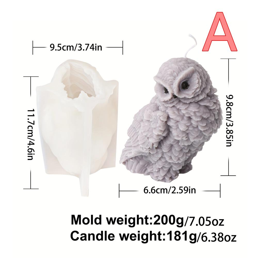 3D Owl Shape Candle Silicone Molds Making Resin Aromatherapy Candles Handmade Wax Soap Home Decor Craft