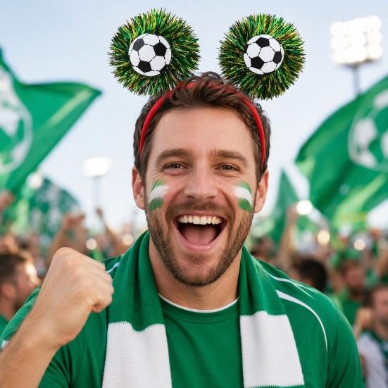Football Headband with 3D Football Patch Anti-Slip Comfortable Hair Hoop for Adults