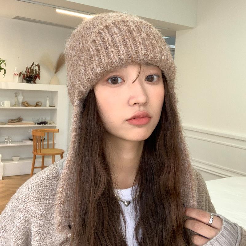 Korean Version of Autumn and Winter New Hat for Women Rabbit Wool Knitted Wool Hat Solid Color Versatile Winter Warm Ear Protection Hat Trendy
