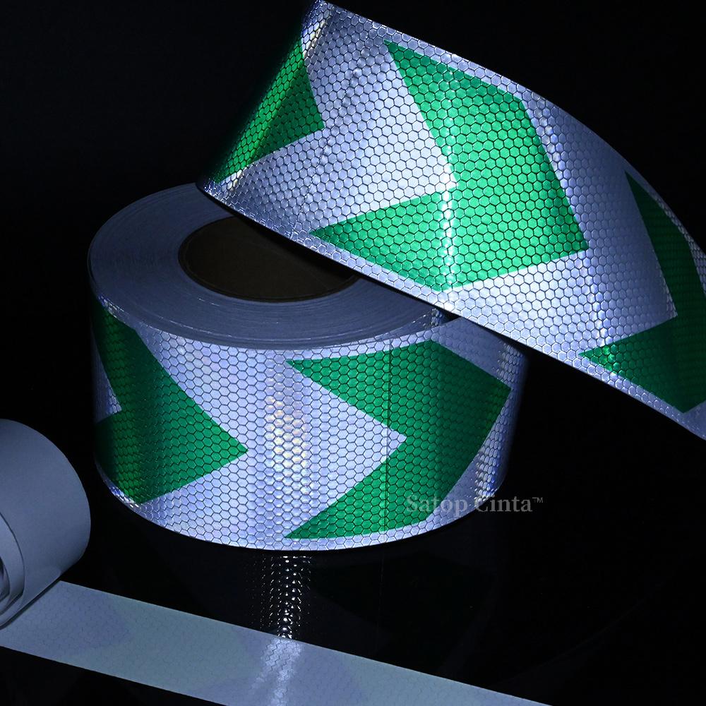 5cm/10cm/20cm*5M Arrow Reflective Safety Tapes White-Green Self-Adhesive Stickers Waterproof Conspicuity Reflectors Film For Car