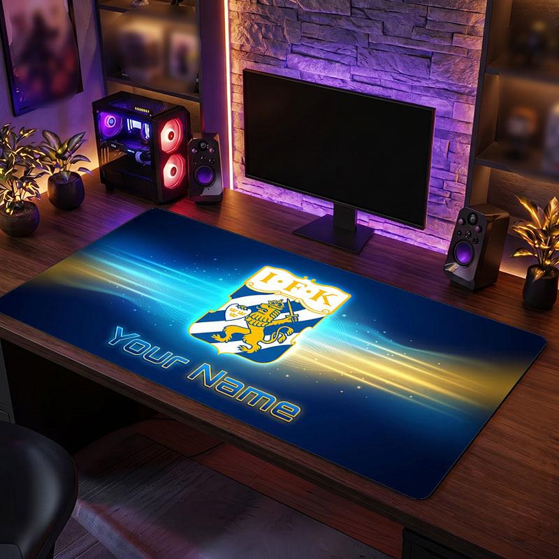 ifk göteborg Custom Large Mouse Pad, Personalized Name Text Print, Football Logo Non‑Slip Desk Mat Gaming Gift