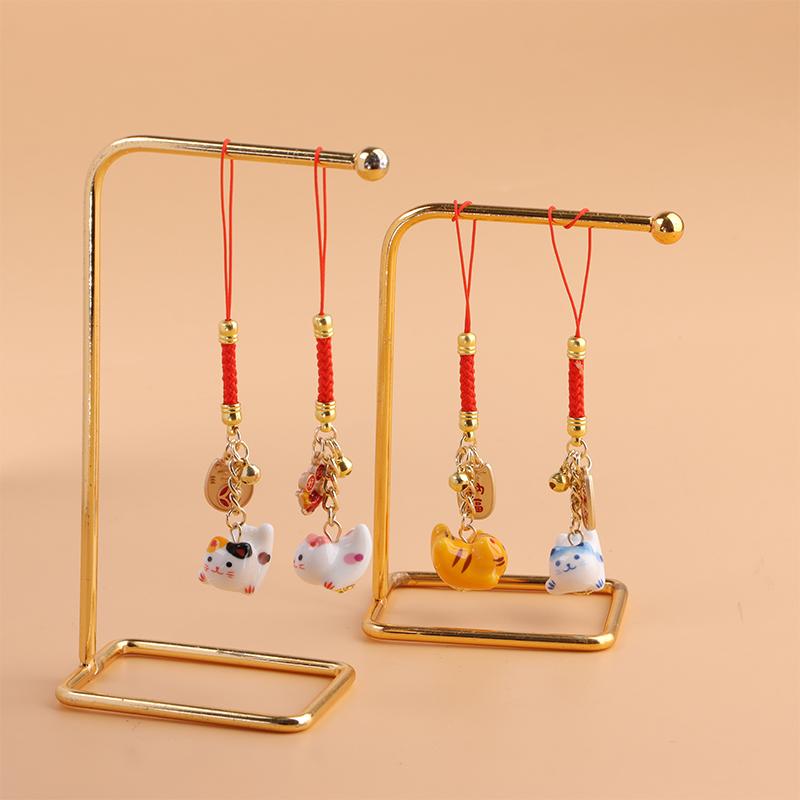 Lucky Cat Pendant Phone Lanyard Creative Lucky Nafu Wealth Ceramic Beaded Phone Chain Mobile Phone Strap Keycord