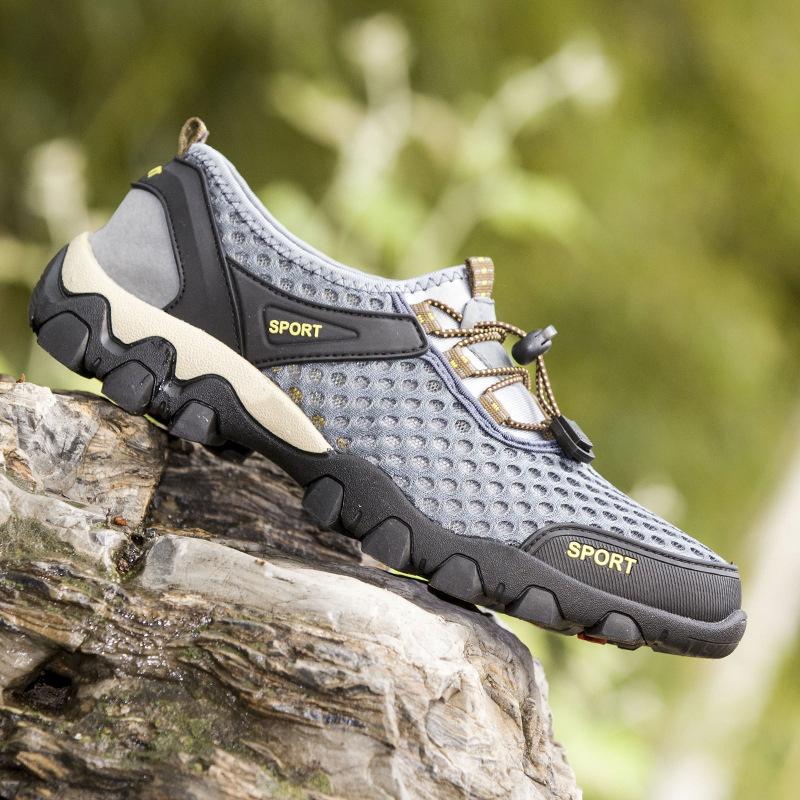 

Літнє взуття для бродіння чоловіча мода вуличне взуття для струмків мухоткане дихаюче швидковисихаюче повсякденне взуття чоловіче сітчасте порожнисте чоловіче взуття 44 сірий колір