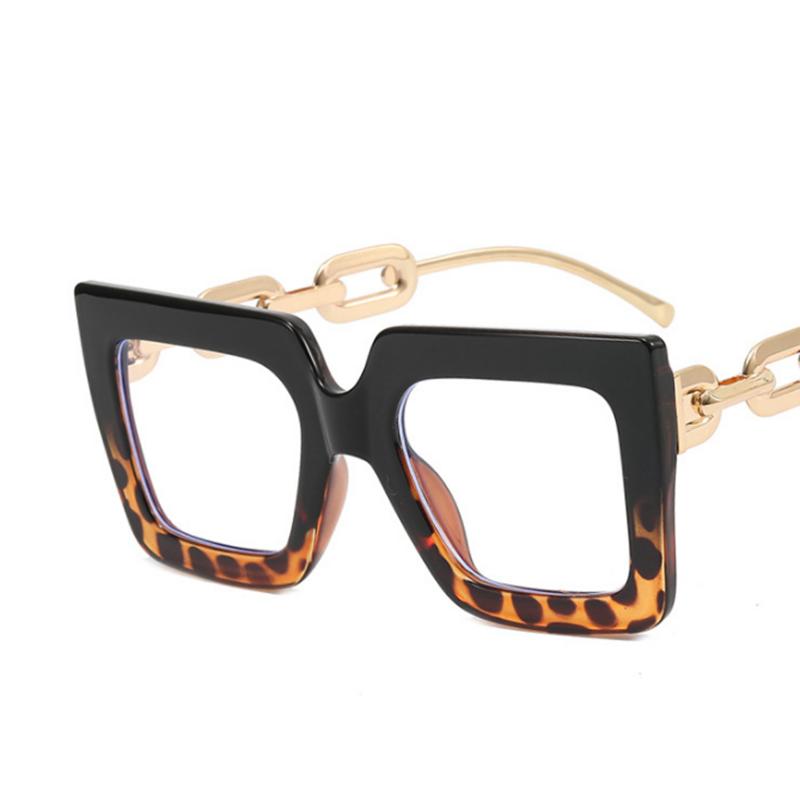 Big Square Chain Frame Clear Lens Glasses Myopia Nerd Spectacles Degree -0.5 -1.0 -2.0 To -6.0 Oversize Hyperopia +0.5 To +6.0