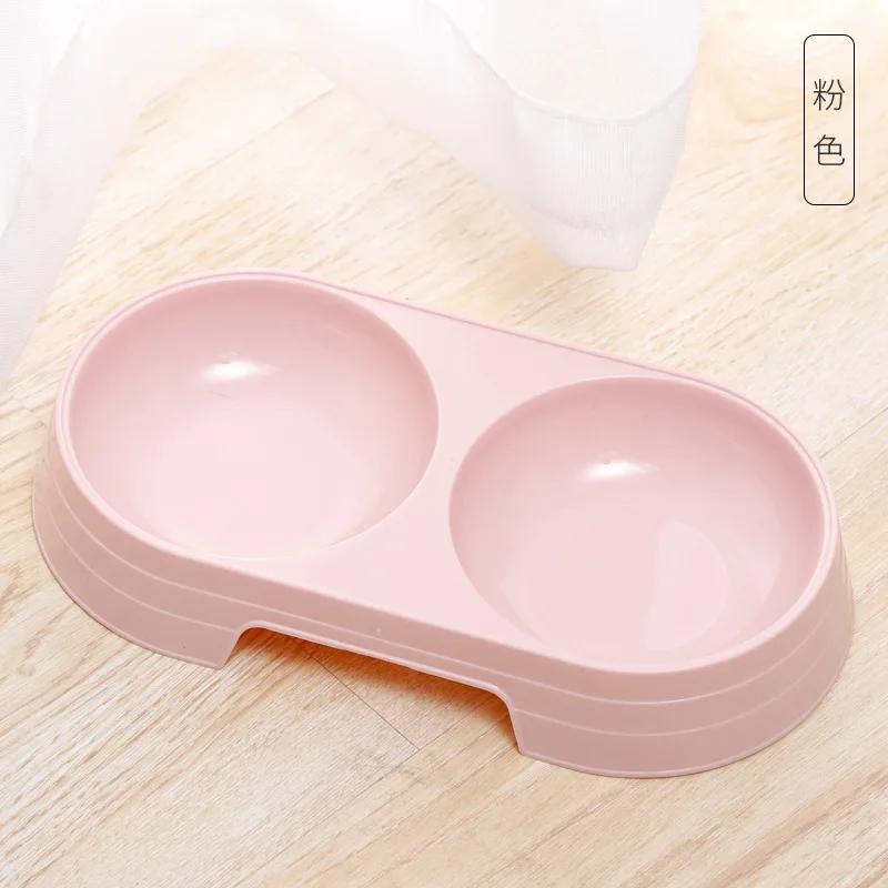 

Double Pet Bowls Dog Food Water Feeder Macaron Pet Drinking Dish Feeder Cat Puppy Feeding Supplies Small Dog Accessories 23x12x3.7cm розовый