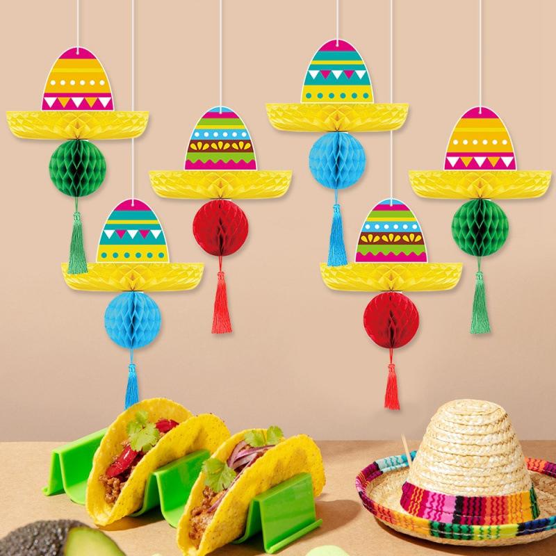 Mexican Festival Party Decoration Hat Three-Dimensional Honeycomb Charm Mexican May 5Th Decoration Charm