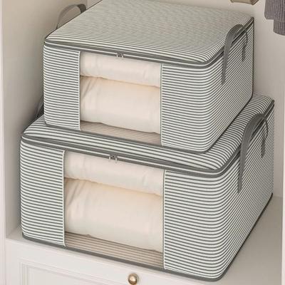 Thickened 120g Cloth Visual Storage Bag Large Capacity Clothes Quilt Home Use Packing Organizer Bag Non-Woven Fabric Box Shape
