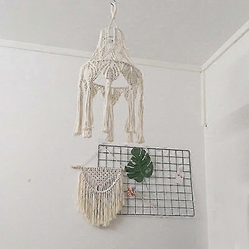 Woven Lamp Shade Macrame Wall Hanging Lamp Room Coffee Restaurant Decoration Tapestry Lampshade Bedroom Decor hwy
