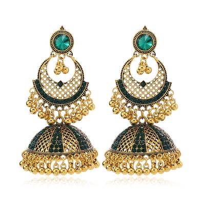 Γυναικεία Ινδικά Εθνικά Σκουλαρίκια Γυναικεία Vintage Κοίλα Κρυστάλλινα Σκουλαρίκια Κρεμαστά με Φούντα Φανάρι