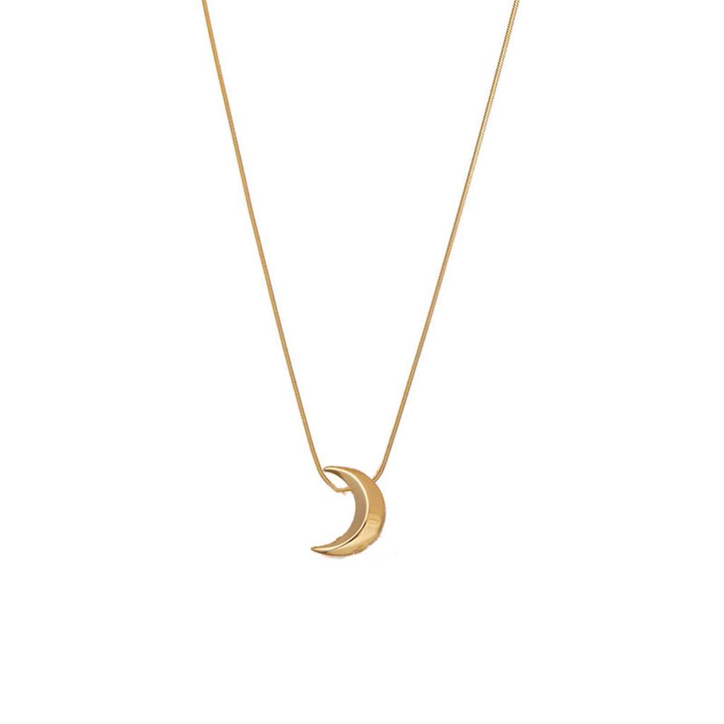 Elegant Titanium Steel Moon Pendant Necklace for Women