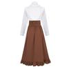 Vestido victoriano renacentista vintage, conjunto de camisa con cuello alto fruncido y falda, adecuado para cosplay, fiestas de té y eventos temáticos