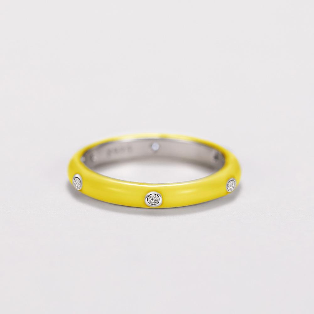 Cao Shi Summer Rainbow Enamel Zircon Ring - Minimalist Ins Style Accessory