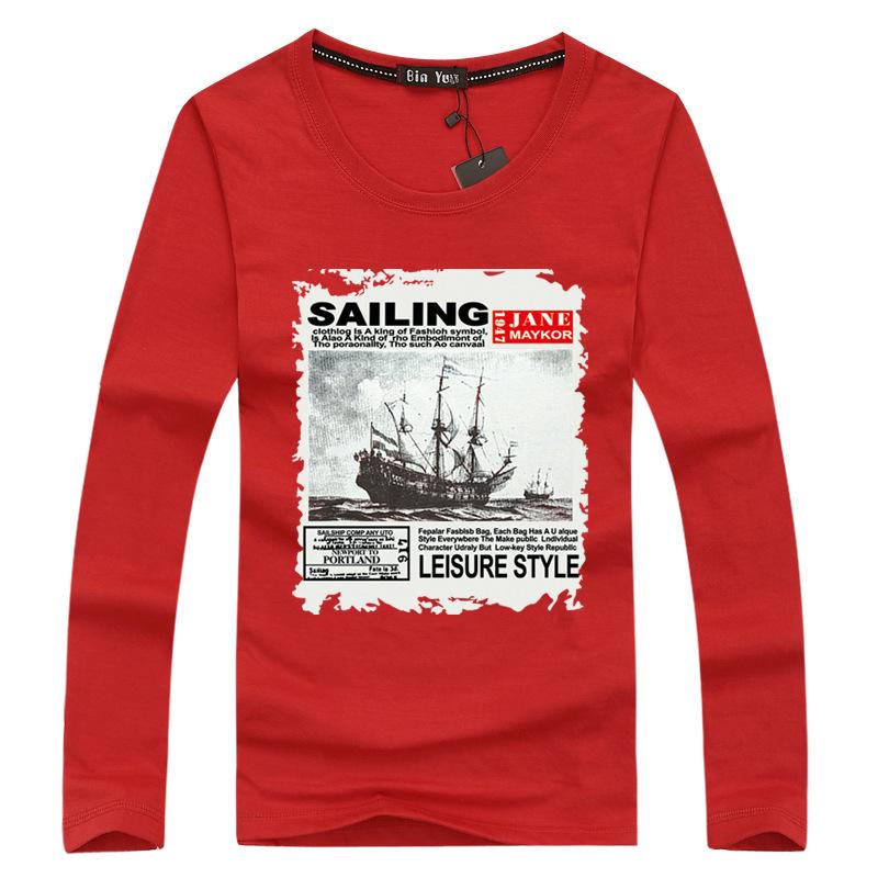 Men's 2020 Korean Slim-Fit Long-Sleeve Round-Neck T-Shirt, Large Sizes, Spring/Autumn Fashion Trend