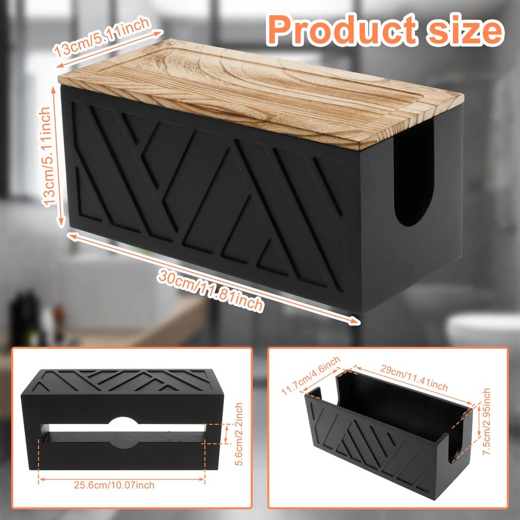 Wall Mount Paper Towel Dispenser Wooden Bathroom Tissue Box With Detachable Lid Trifold Hand Towel Holder for Kitchen Decoration