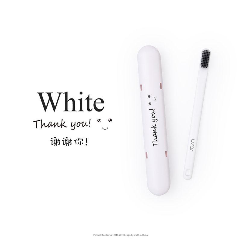 

Ультрамягкая зубная щетка в коробке, портативная, для взрослых, из бамбукового угля, для путешествий, набор для чистки, щетка «Секретный язык» белый
