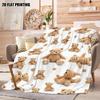 1Pc  Cute Brown Teddy Bear Print Flannel Throw Blanket Soft Cozy Warm Blanket For Bedroom Living Room Home Decor